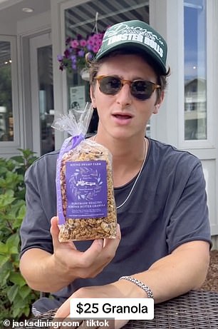 The host tried $25 granola as part of the review.