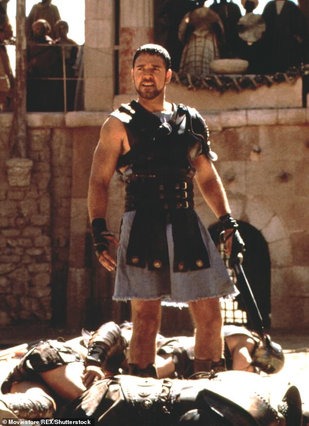 The series was inspired by Daniel P. Mannix's 1958 book Those About To Die, which was also the inspiration for the film Gladiator starring 58-year-old Russell Crowe (seen) as Maximus.