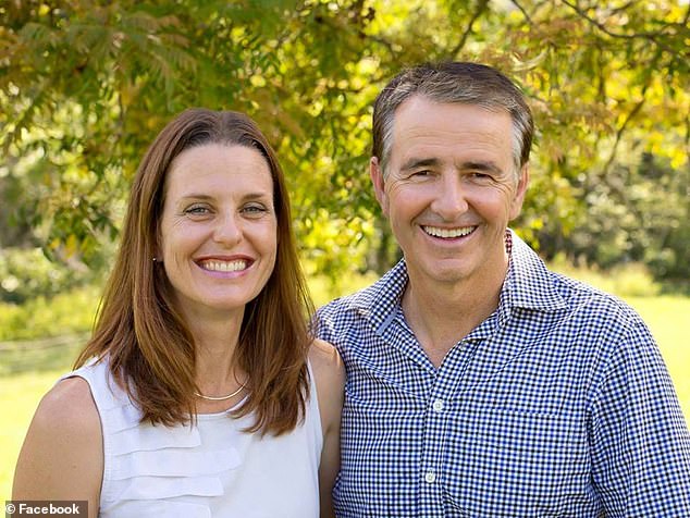 UK Senator Gerard Rennick (pictured with his wife Lauren) has accused Bowen of being cowardly for not debating him.