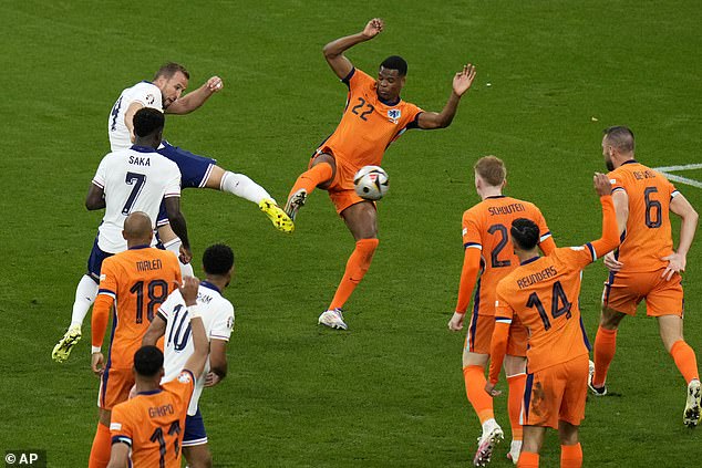 Denzel Dumfries was adjudged to have fouled Harry Kane in the controversial penalty.