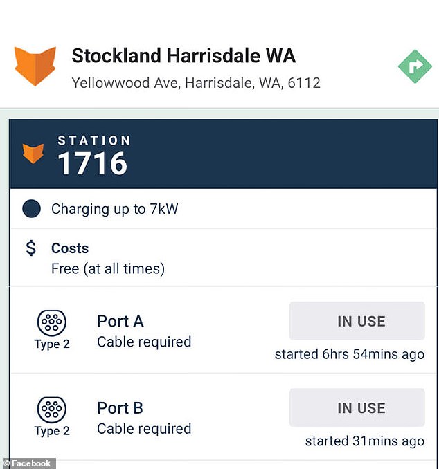 A Western Australian electric vehicle owner has complained that a BYD driver hogged a free charger at Stocklands Harrisdale, south-east of Perth, over the weekend.