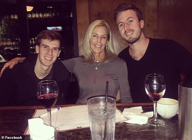 Magnuson is pictured with her late son Gage (left) and her eldest son Tyler was found stabbed to death at their home in Hockley, Texas.