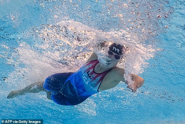 Ledecky won gold in the 1,500-meter freestyle with an Olympic record time of 15:30.02.