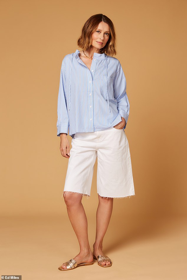 Top, £165, wyselondon.com; shorts, £35.99, mango.com; shoes, £145, russellandbromley.co.uk