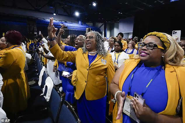 The sorority she spoke to is a member of the Divine Nine, a group of distinguished Black sororities and fraternities who were quick to cast ballots on Harris' behalf.