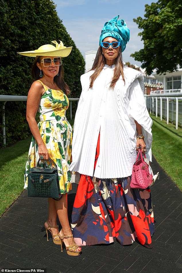 One guest looked like she had just stepped off the Amalfi Coast in a white A-line dress with a bold yellow floral print, while her friend wore a multi-coloured skirt with a huge train.