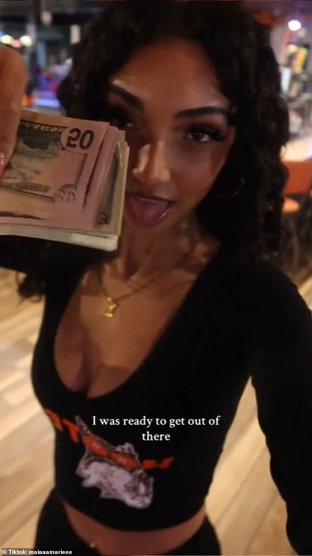 Marie recommended others to apply to the chain while showing off her cash.