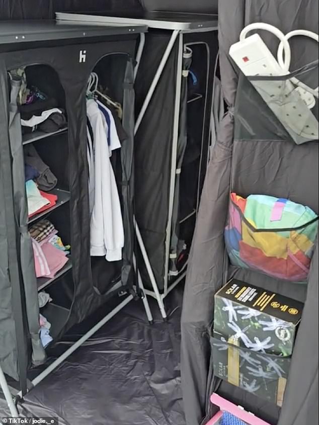 The family came fully prepared for their holiday in the south of England, packing a zip-top wardrobe, several compartments and a hanging rail.