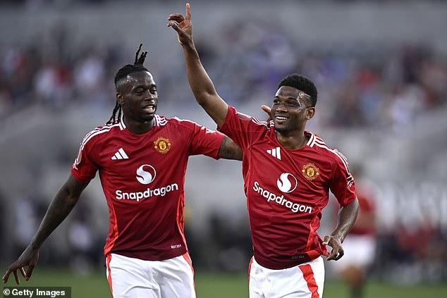 Amad Diallo (right) proved extremely effective from the right and scored United's second goal.