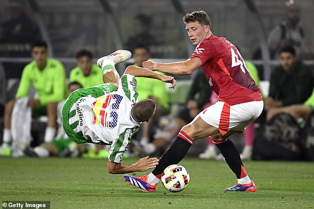 Will Fish (right) came into action on the break as Ten Hag took no chances with his defenders.