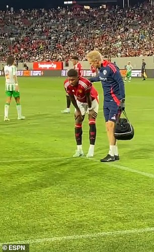 Rashford suffered a knock to his ankle in the second half