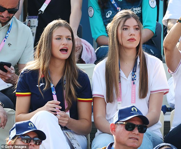 The daughters of Spain's King Felipe and Queen Letizia appeared emotional as they watched the drama unfold.