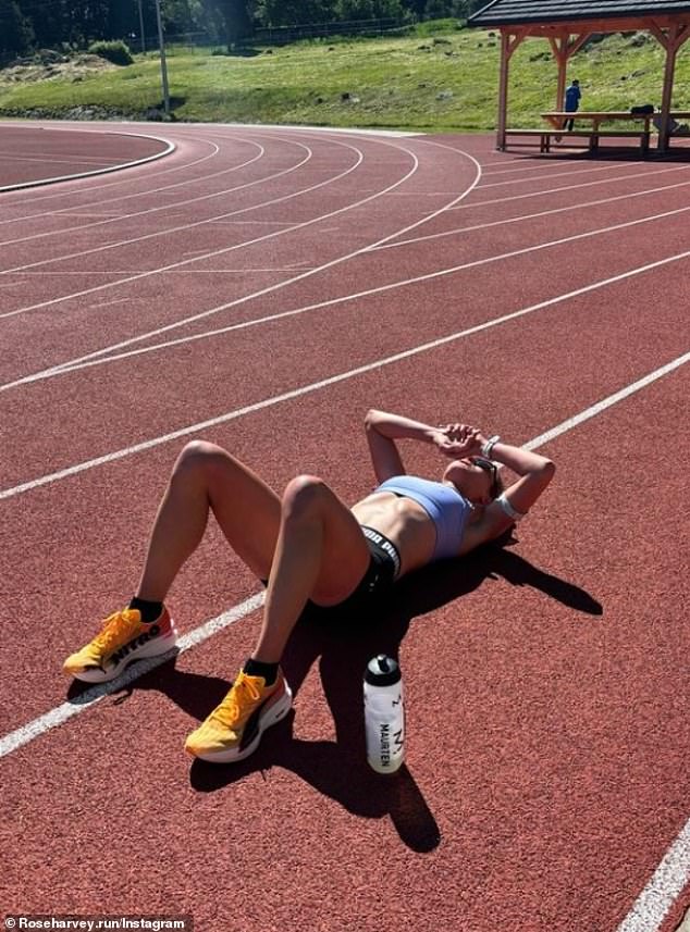 Rose, pictured after a training session, worked so many hours as a financial lawyer that she barely had time to exercise.