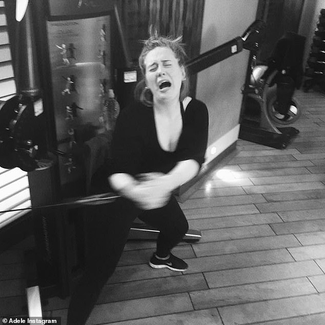 Speaking at one of her Weekends with Adele shows in Las Vegas, she said: 'I've gotten back into my gym routine like no one else, I'm doing two or three sessions a day.