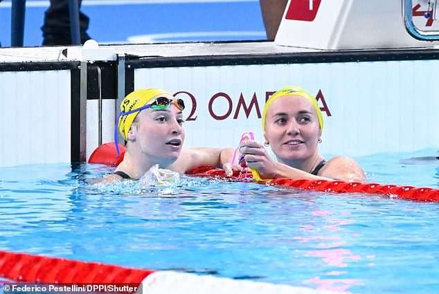 Australian pool queen Ariarne Titmus (right) won the 400m freestyle final but fell well short of her own world record.