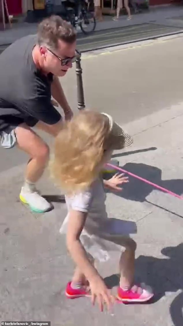 In a very sweet video shared on his Instagram account, Karl was all smiles dressed in a black T-shirt and shorts as he cheered on his darling daughter.