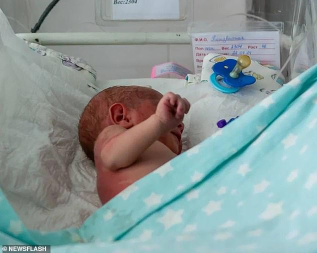 Pictured: Newborn Maria at the Kursk Regional Perinatal Center, Russia, July 29