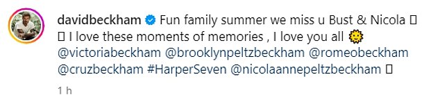 Sharing a family photo of the five of them having dinner together, she wrote: 