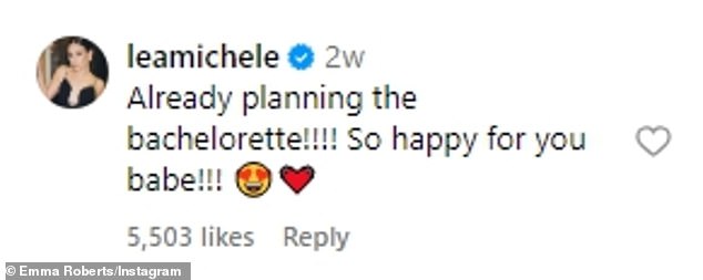 But Emma's former Scream Queens co-star Lea Michele (who is pregnant with her second child) went one step further, commenting: 