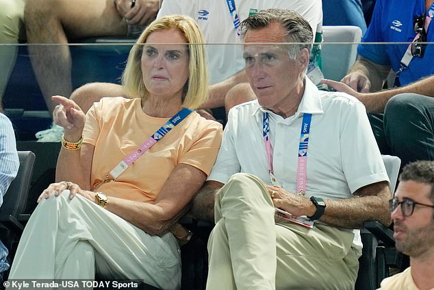 Senator Mitt Romney and his wife, Ann, watched as the women competed.