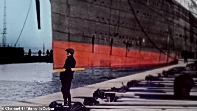 Images of a man standing next to the Titanic reveal the ship's enormous scale