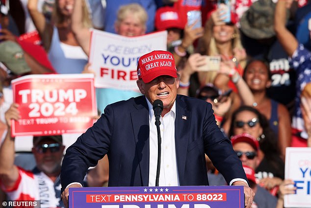 Republican presidential candidate and former US President Donald Trump speaks during a campaign rally at the Butler Farm Show in Butler, Pennsylvania, US, July 13, 2024.