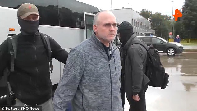 Paul Whelan (pictured) is seen being released from Moscow as part of a historic prisoner exchange between the United States and Russia.