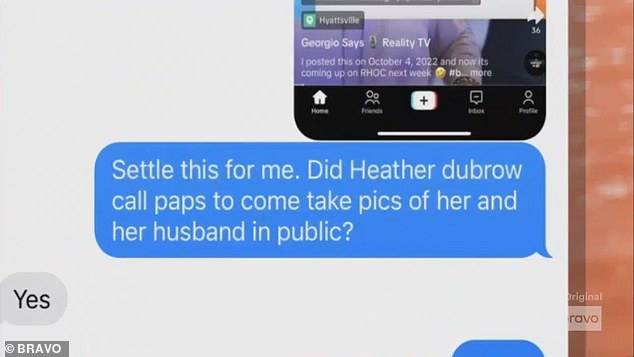 Katie has a text about Heather and the paparazzi.