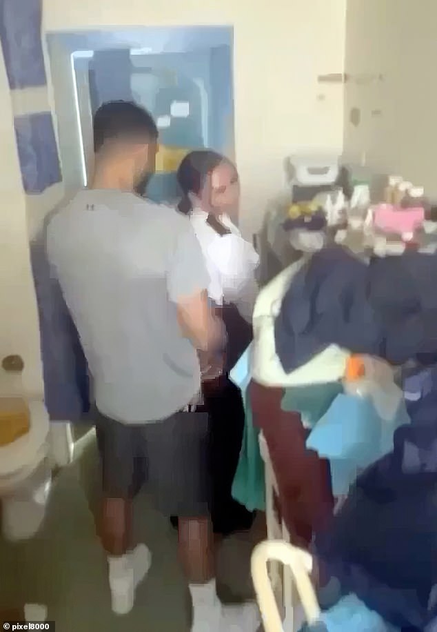 The explicit clip shows De Sousa Abreu dressed in full uniform and performing a sexual act on Weirich, who has a pregnant girlfriend, in the category A prison.