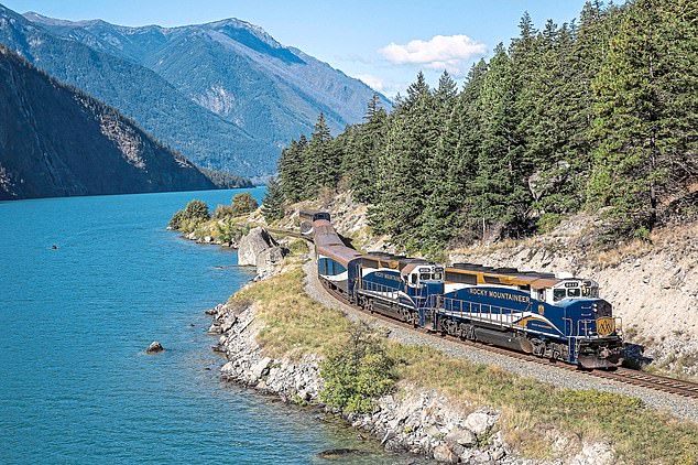 Michael rides the Rocky Mountaineer, pictured here, 