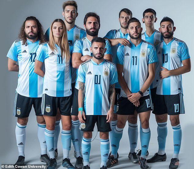 The Argentine team was represented through football. According to the team, this indicates that AI tends to stereotype countries by their most internationally recognized sports.