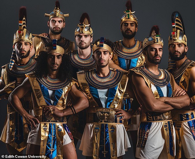 The Egyptian team appeared wearing what looks like a pharaoh costume.