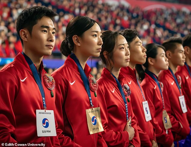 The emotions reflected on the athletes' faces also varied greatly between the teams. The South Korean team was seen with serious expressions.