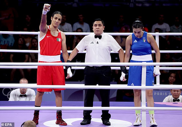 Algerian boxer Imane Khelif (left) is at the centre of a fierce controversy after being allowed to compete in the women's category at the Olympics despite questions about her gender.