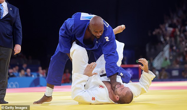 Riner (above), a gold medallist at the 2012 and 2016 Games, advanced to the final after beating Tajikistan's Temu Rakhimov in the resulting semi-final.