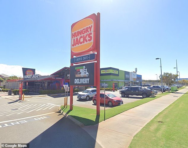 The brutal scenes unfolded outside Hungry Jack's restaurant in the northern Perth suburb of Jindalee at around 3.15am on Friday.