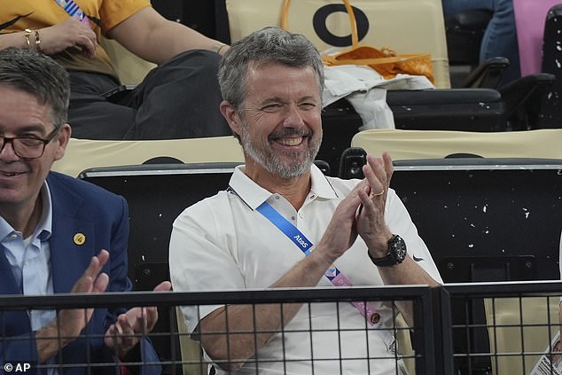 The King cheered and shuddered from the stands as he intently watched the thrilling match at the Porte de la Chapelle Arena.