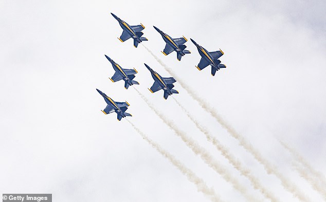 The Blue Angels are pictured flying over El Centro, California, in March 2023.