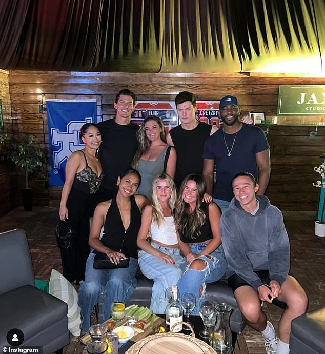 Tanner joined Brittany at The Bachelorette after-parties and was even a special guest at a Bachelorette viewing party she hosted (pictured)