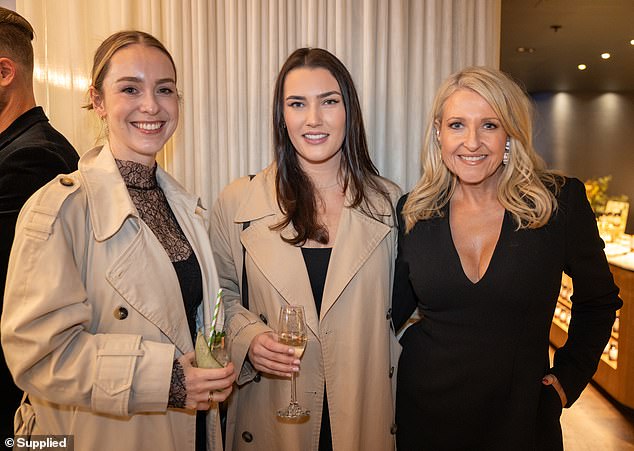 TV reporter Angela Bishop (right) also looked elegant in a black dress.