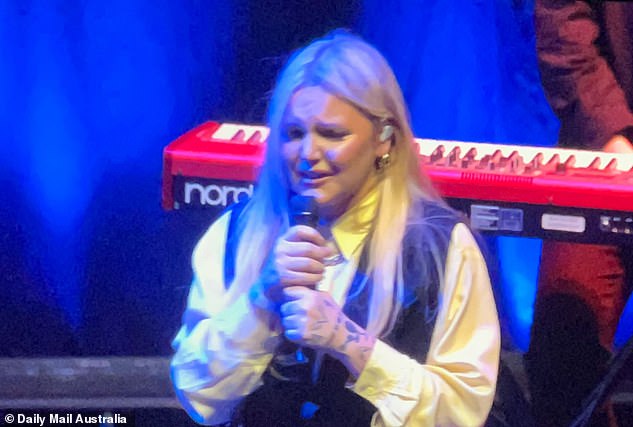 The Australian singer took to the stage for an emotional performance of her deeply personal new song Figure It Out, but was overcome with emotion and burst into tears.