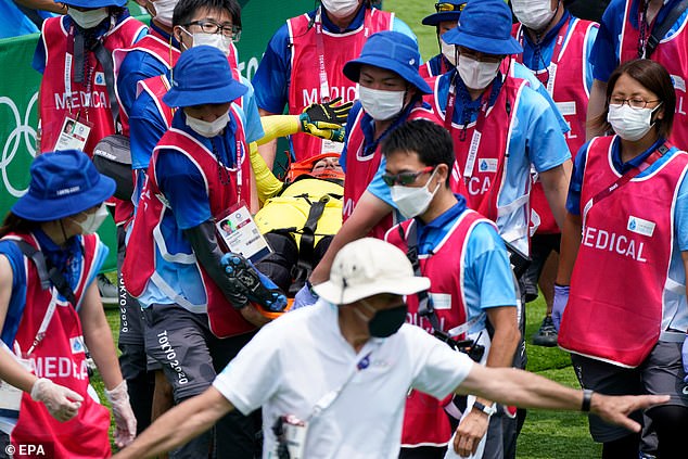 In shocking scenes, Kaya was carried off the track on a stretcher just months after her brother's accident.