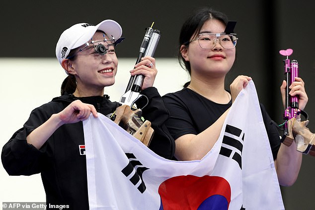 South Korean gun snipers Kim Yeji (L) and Oh Ye Jin have also gone viral for their cold stares.