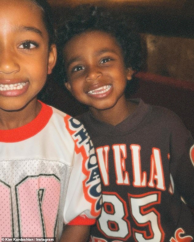 The proud mother of four also shared a photo of Chicago and Psalm posing for a sweet, smiling snap.