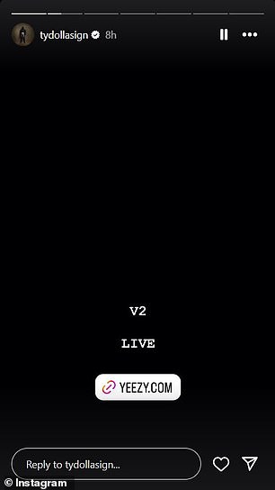 A few hours later, he revealed 'V2 LIVE' and added a link to the music via Yeezy.com.