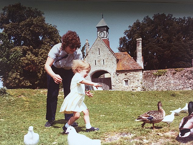 At four years old, chasing ducks with mom