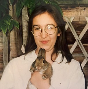 At age 11, with my pet 'Acorn Corny Rabbit'