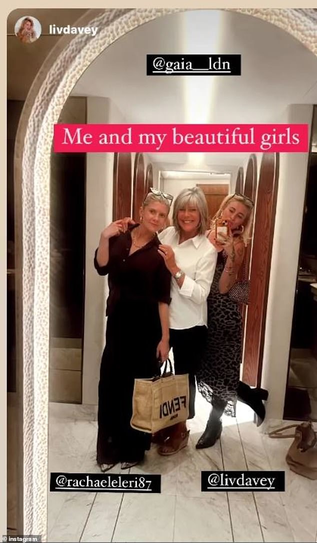 The 64-year-old presenter took to her Instagram Stories to share a series of snaps, documenting her fun-filled evening with pals Rachael Eleri and Liv Davey.