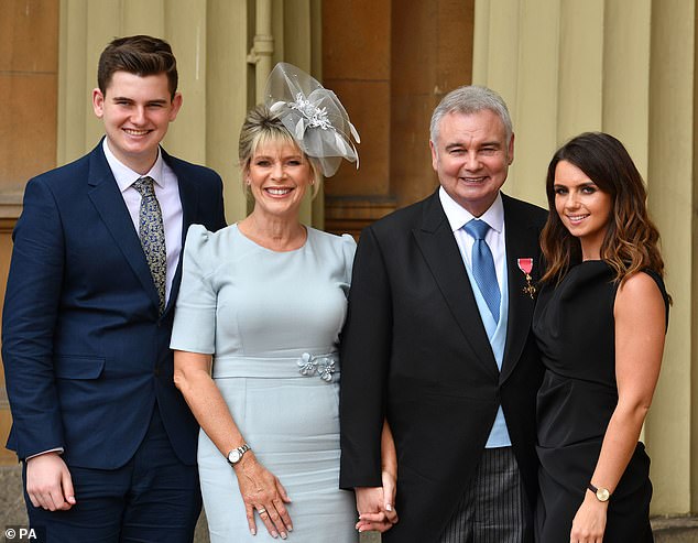 Ruth and Eamonn, who married in 2010, have one son together, Jack, 22 (left). Eamonn also has three children from a previous marriage: Declan, 35, Rebecca, 32 (right) and Niall, 30 (pictured in 2018).