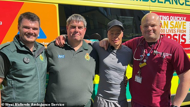 Darren Harris was reunited with paramedics Gary Williams and Matt Walker, along with trauma doctor Richard Fawcett four years after they saved his life.